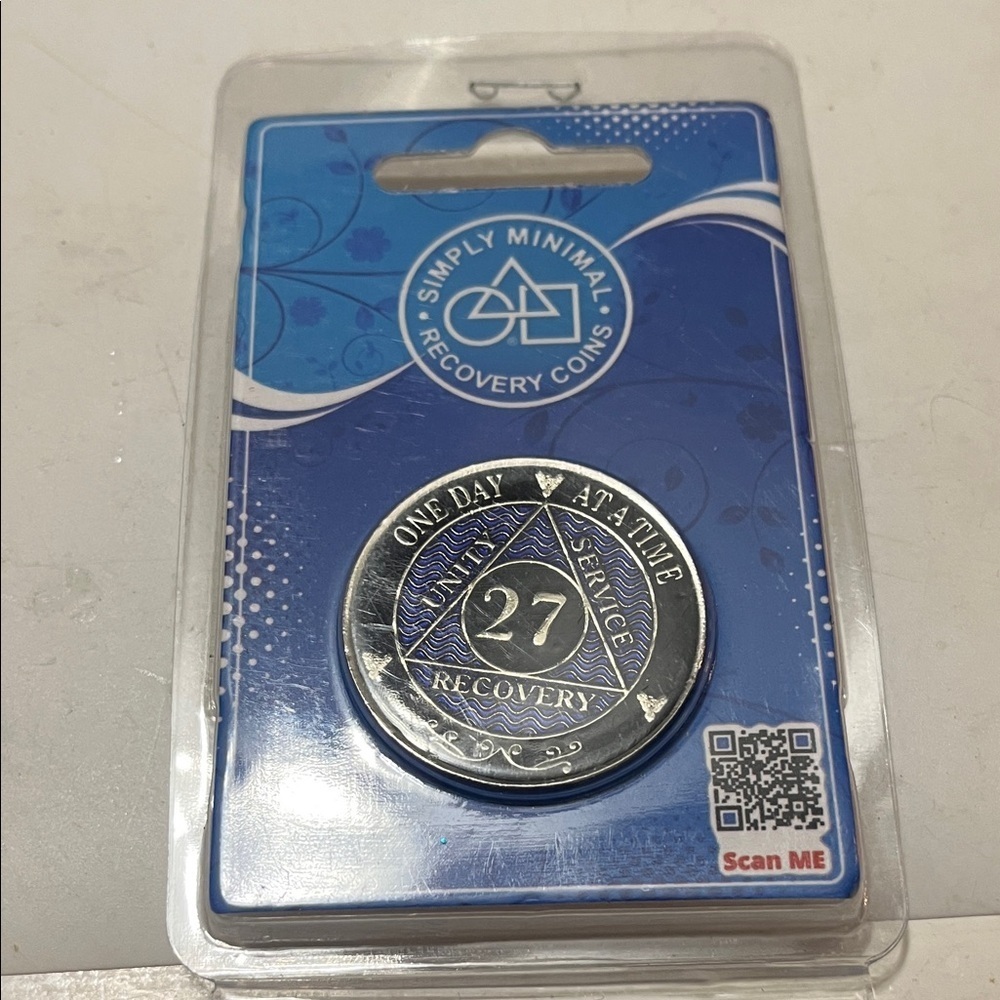 Silver Recovery Coin AA 27 Year Coin Blue, Silver Color Plated Medallion - Picture 2 of 4